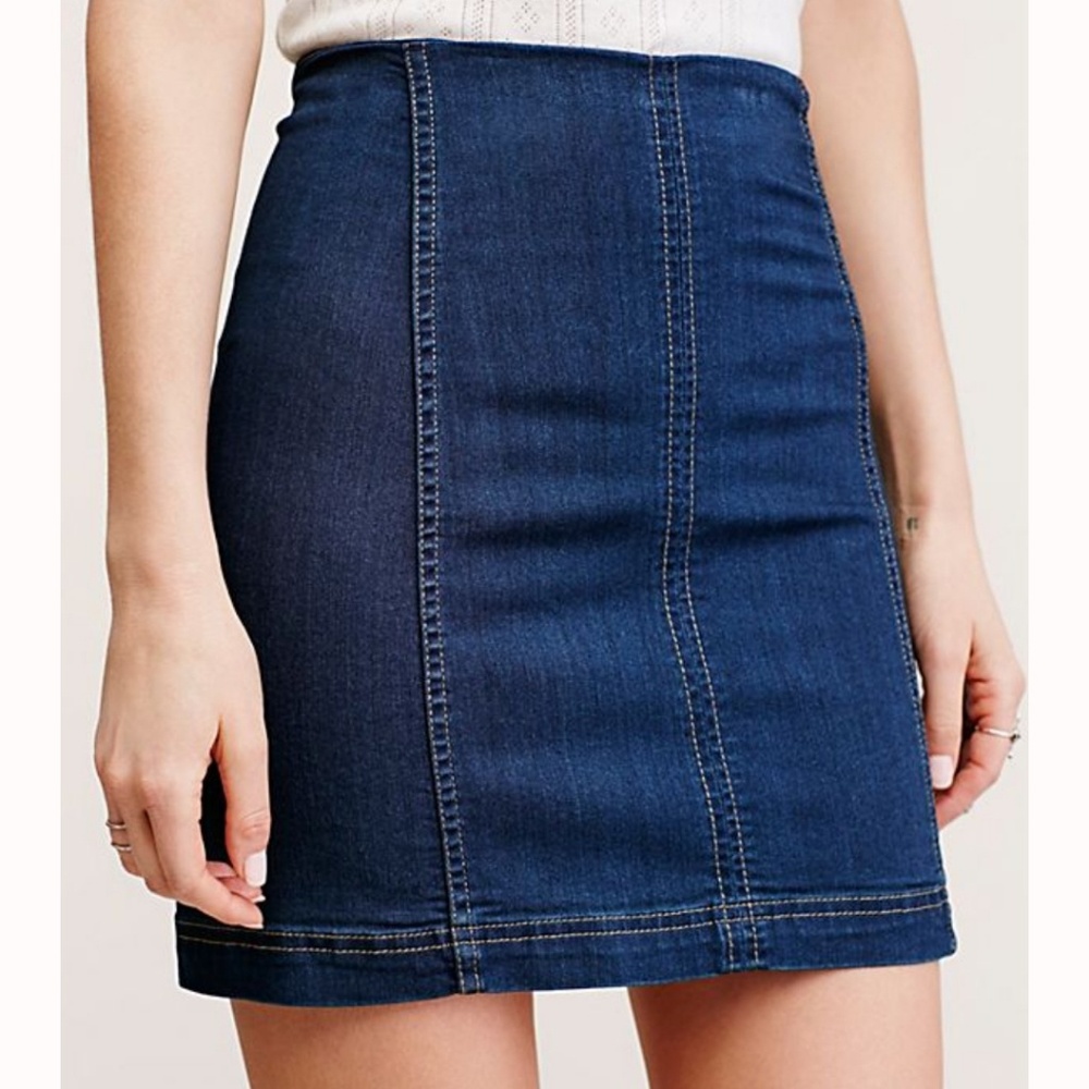 Free People Women’s Mini Skirt Denim High Waisted